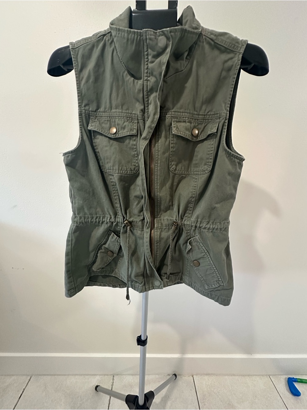 Ashley By 26 International Olive Utility Drawstring Vest